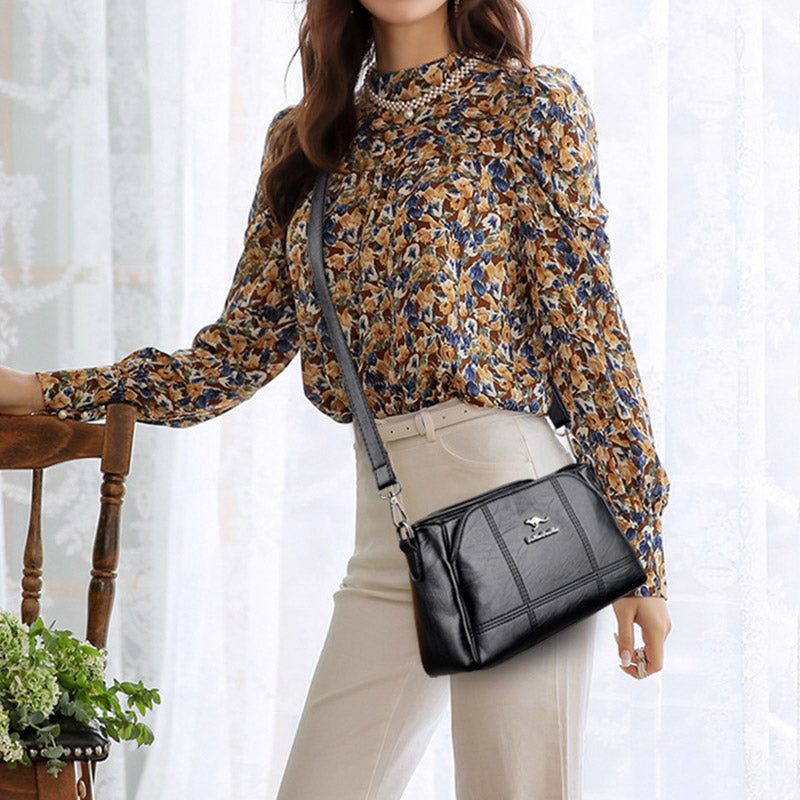 PU Leather Shoulder Handbag with Adjustable Strap