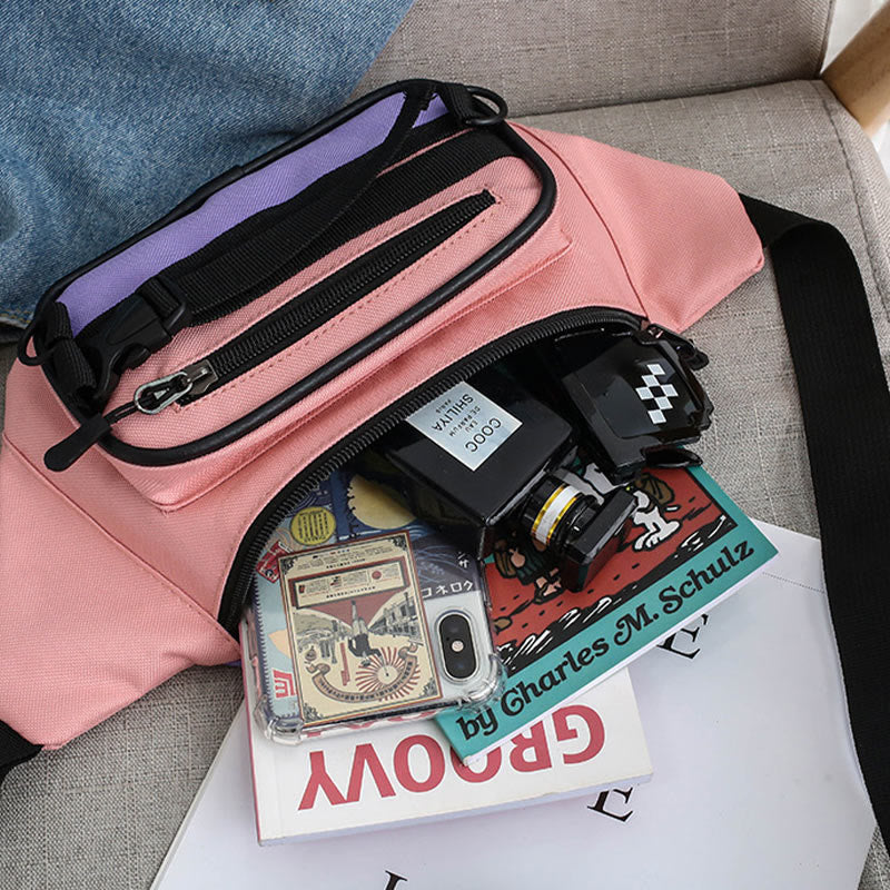 Contrast Color Crossbody Waist Bag